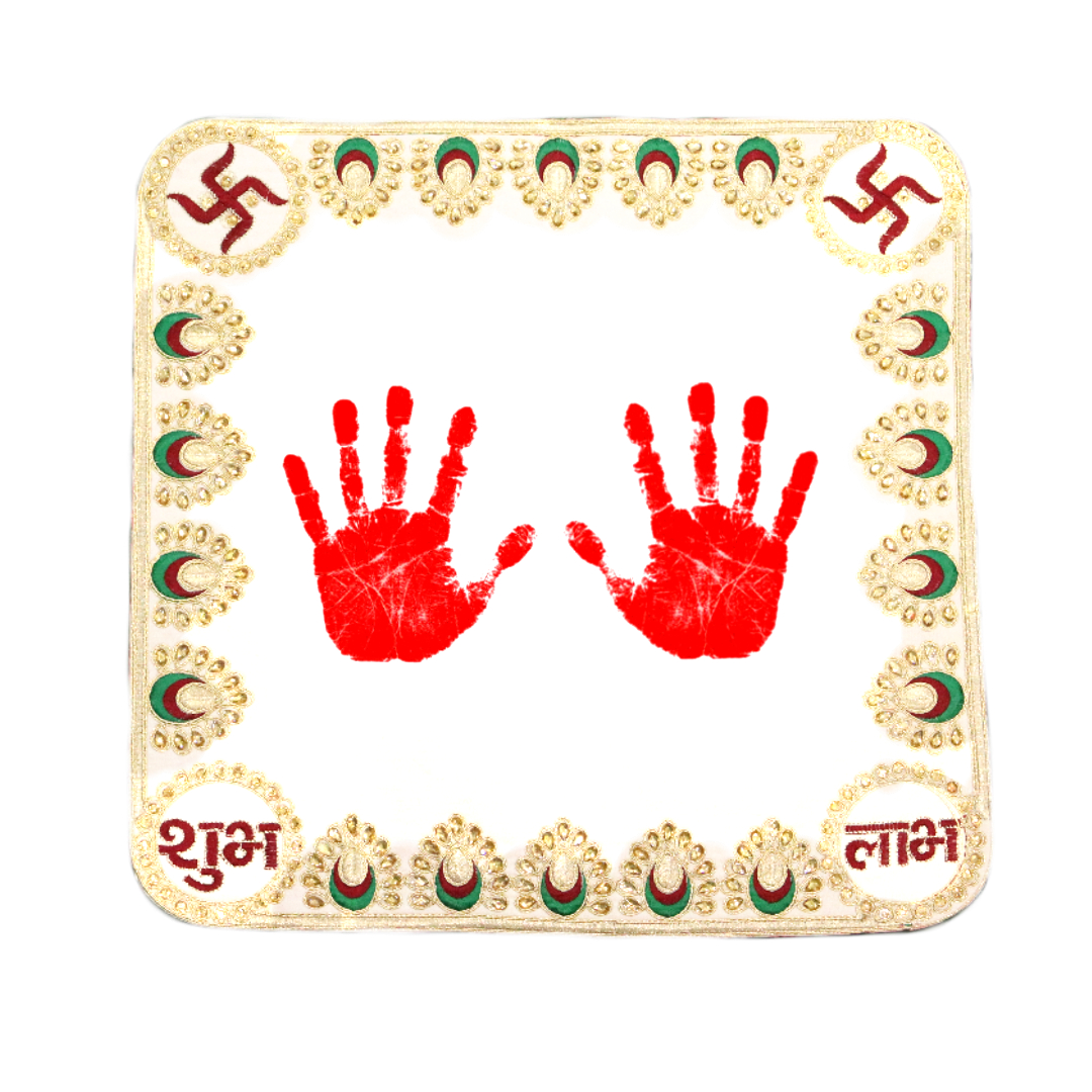 Square Design with stone Work Image of The Riwaaz Handprint